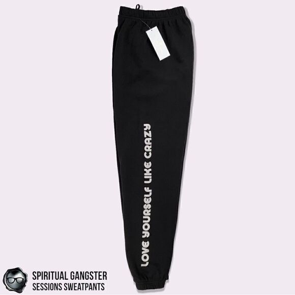 SPIRITUAL GANGSTER WOMEN LOVE YOURSELF SESSIONS JOGGER SWEATPANTS VINTAGE BLACK - Picture 8 of 16